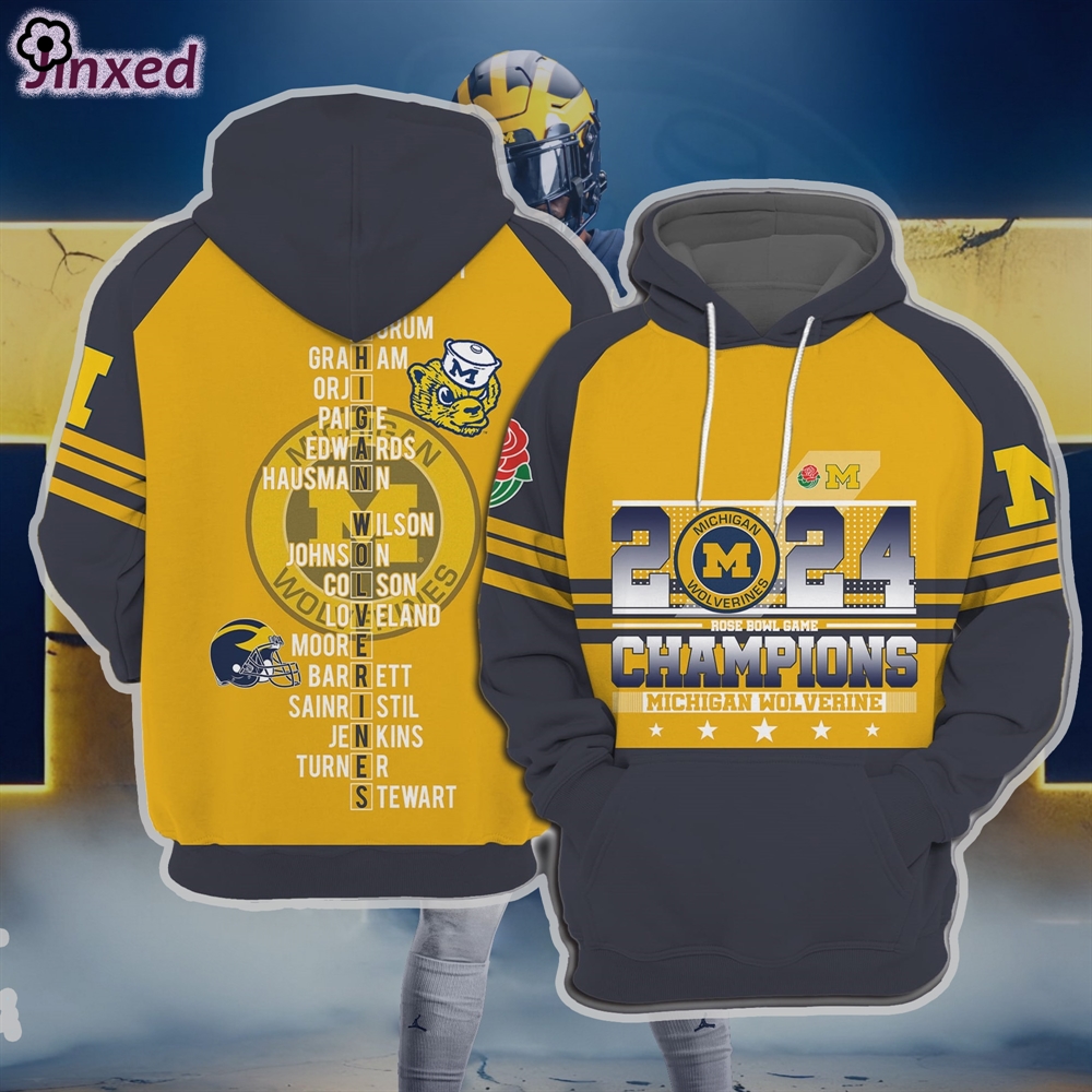 2024 Rose Bowl Game Champions Michigan Football Hoodie Sweatshirt 